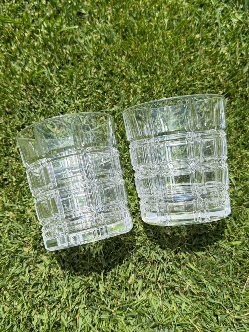 Marquis by Waterford Crystal Crosby Double Old Fashion 2-Piece Glass Set Plaid